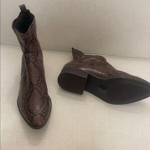 Aldo Brown Snake Print Ankle Boots